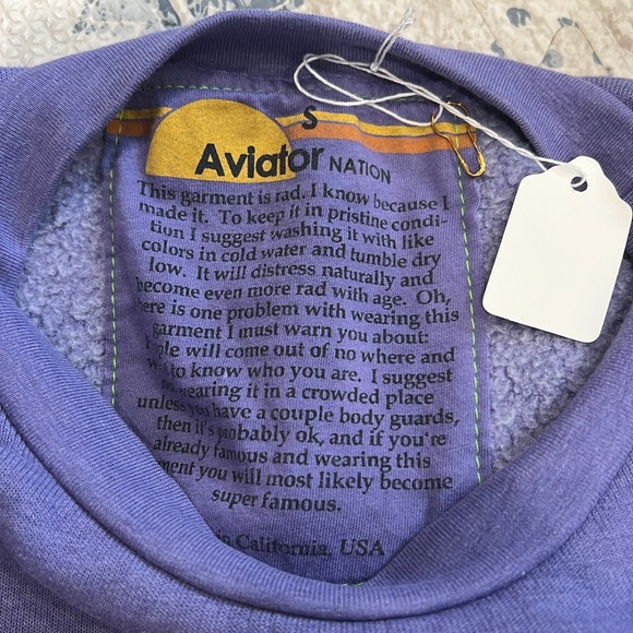 NWT Aviator Nation LOGO STITCH RELAXED PULLOVER - LAVENDER - Picture 4 of 4
